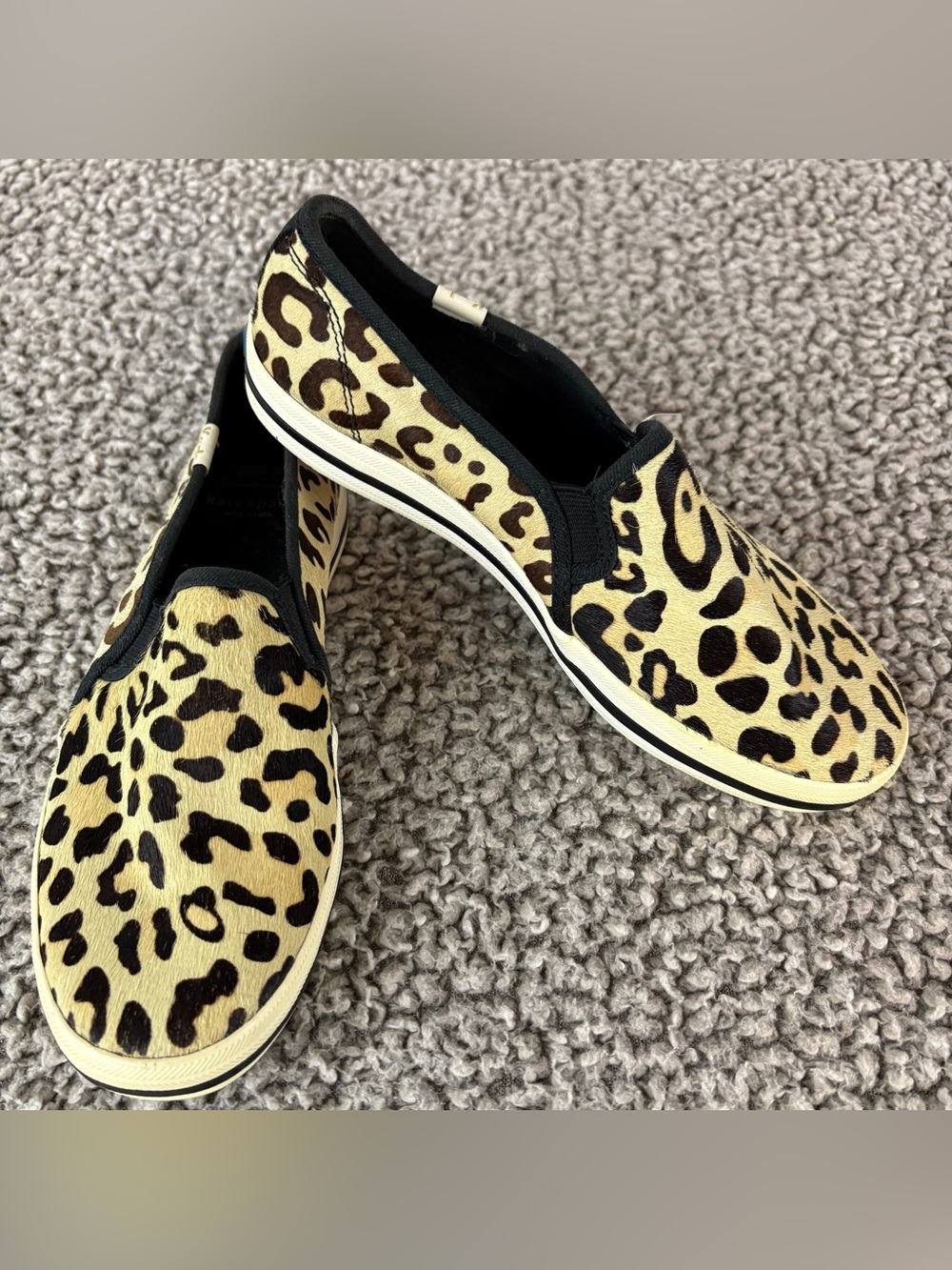 Keds for kate spade Double Decker Sneakers Slip ons Leopard Print Size 6